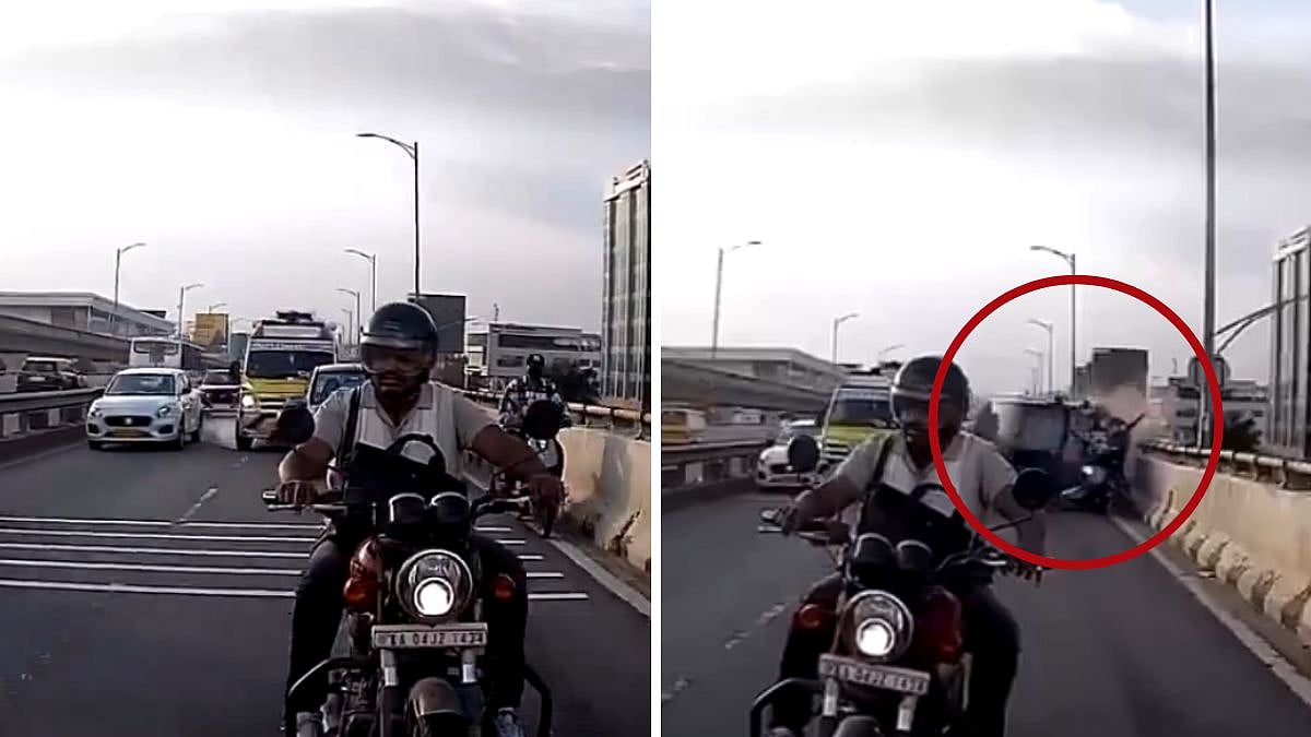 Bengaluru Accident Video: Car Overturns On Electronic City Flyover While Making Way For Ambulance; Dramatic Footage Goes Viral