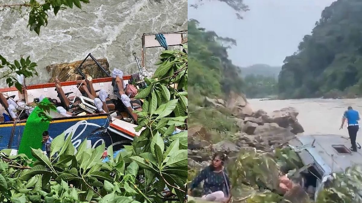 Bus Carrying Tourists From Maharashtra Plunges Into River In Nepal | Screengrab from X video/ @Arv_Ind_Chauhan