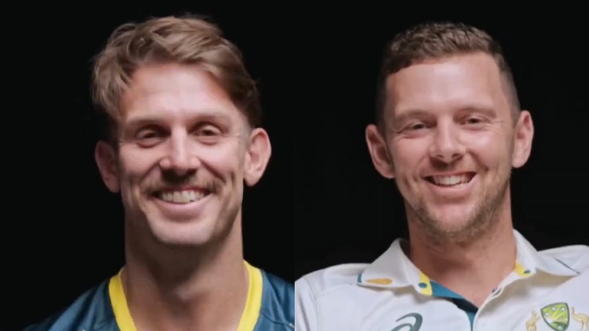 Mitchell Marsh and Josh Hazlewood. | (Credits: Screengrab)