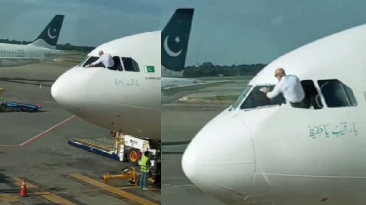 Viral Video: Pakistani Airline Pilot Cleaning Windscreen  | 