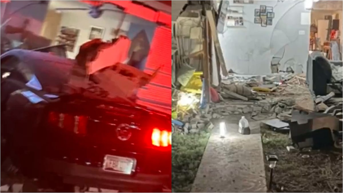 VIDEO: Couple & 4 Dogs Narrowly Escape Death After 'Drunk' Driver Crashes Car Into Their Living Room In Arizona | X