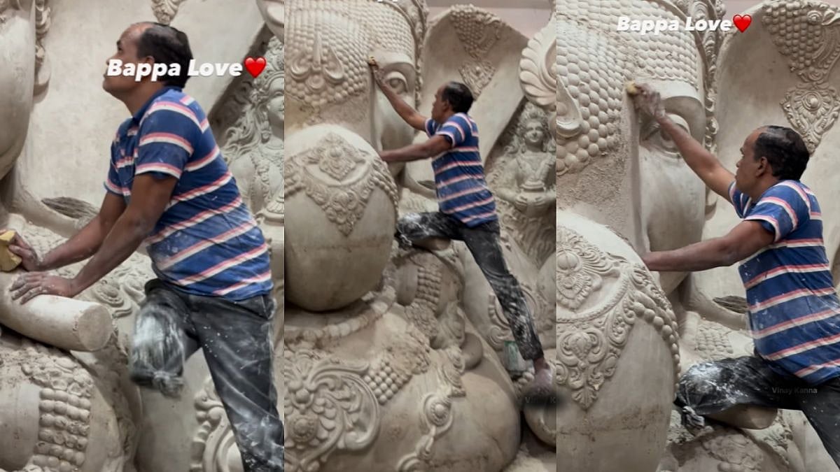 Divyang Man Working On Ganpati Bappa Idol | Instagram/Vinay Kanna