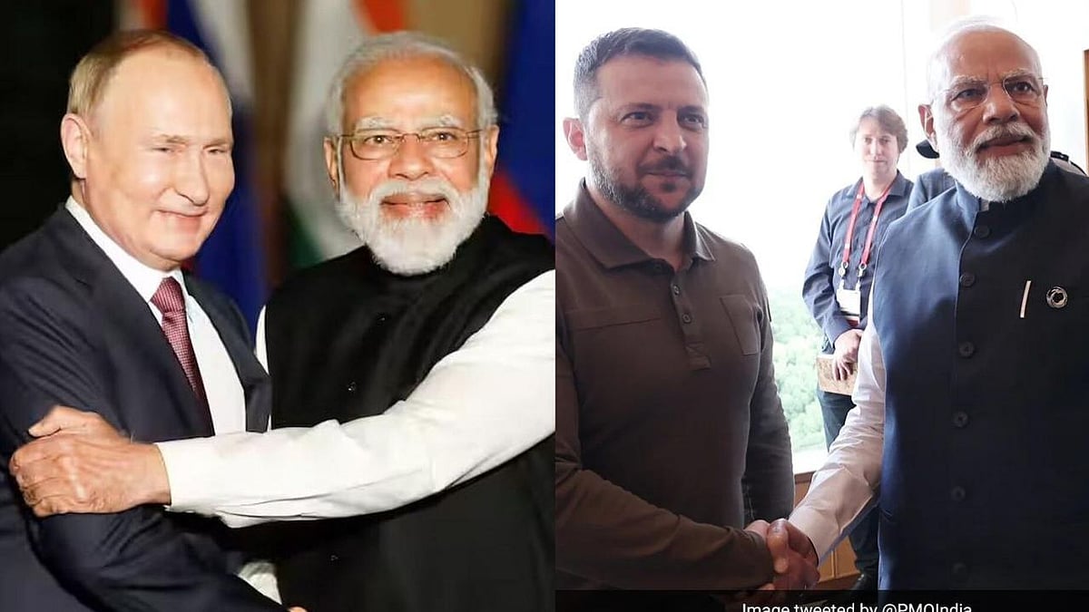 Left To Right: PM Modi With Vladimir Putin & Volodymyr Zelensky | X/ PMO