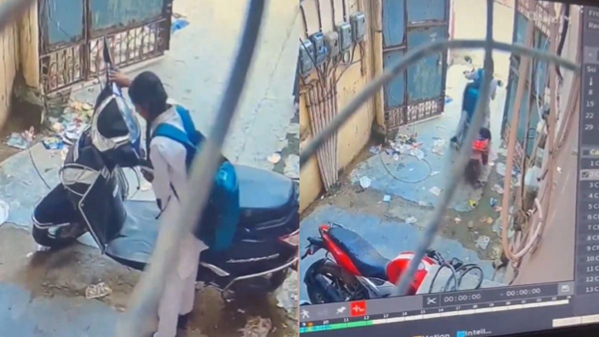 स्कूटी पर चोर फरार होते हुए CCTV