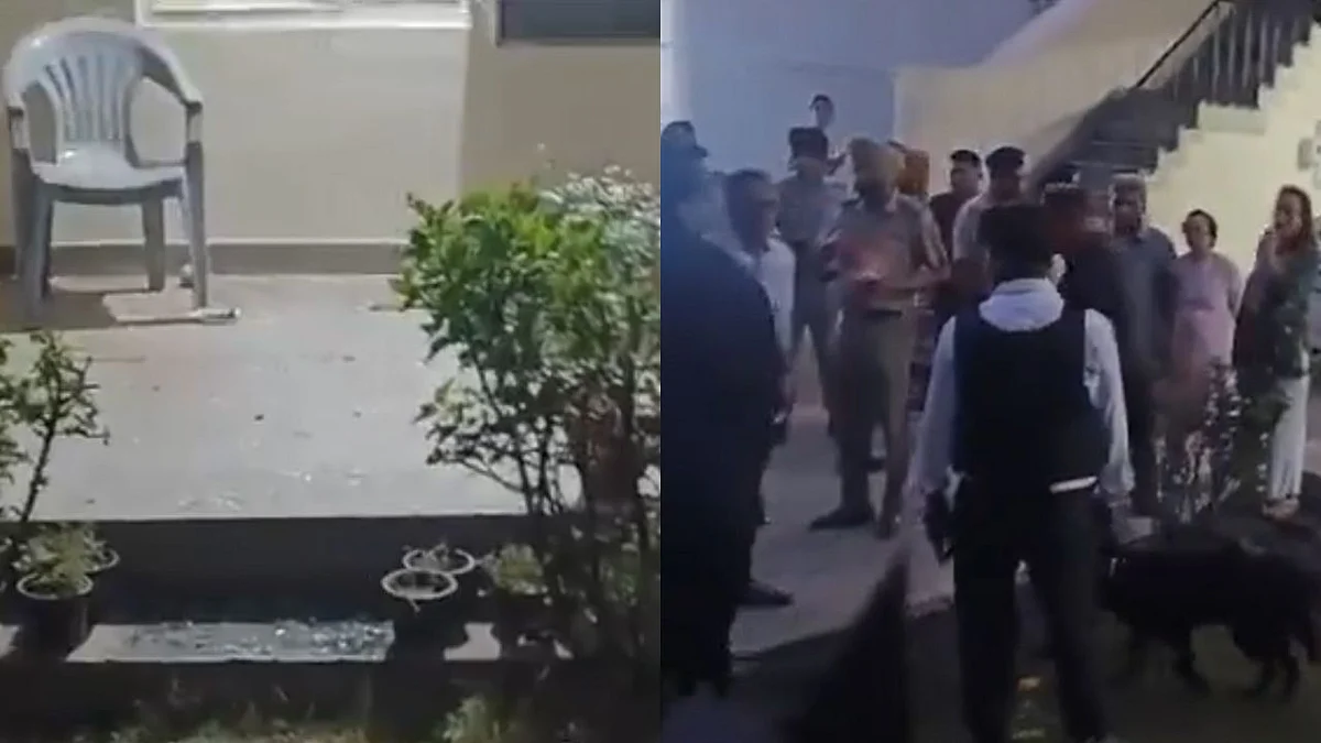 Left To Right: The repercussion of the grenade explosion in the house,  Teams of the bomb detection squad & Central Forensic Science Laboratory at the scene  | Screengrab from X video/ @Jagwindrsingh04