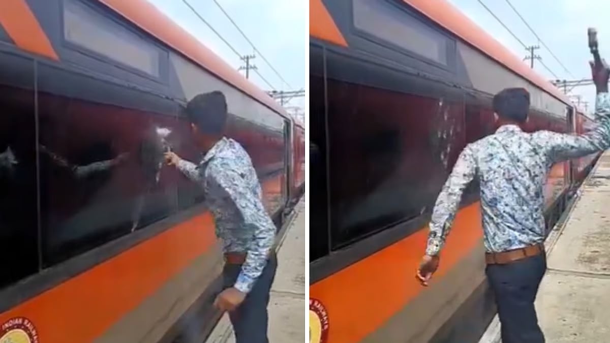Viral Video Shows Man Smashing Window Pane Of Vande Bharat Express; Here's The Truth
