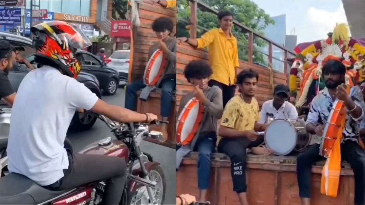 Karnataka Ganesh Utsav: Biker Syncs Drum Beats By Revving 'Vroom Vroom' Sound, Video Video Makes Netizens Say 'Vibe Hai, Maza Aagaya'