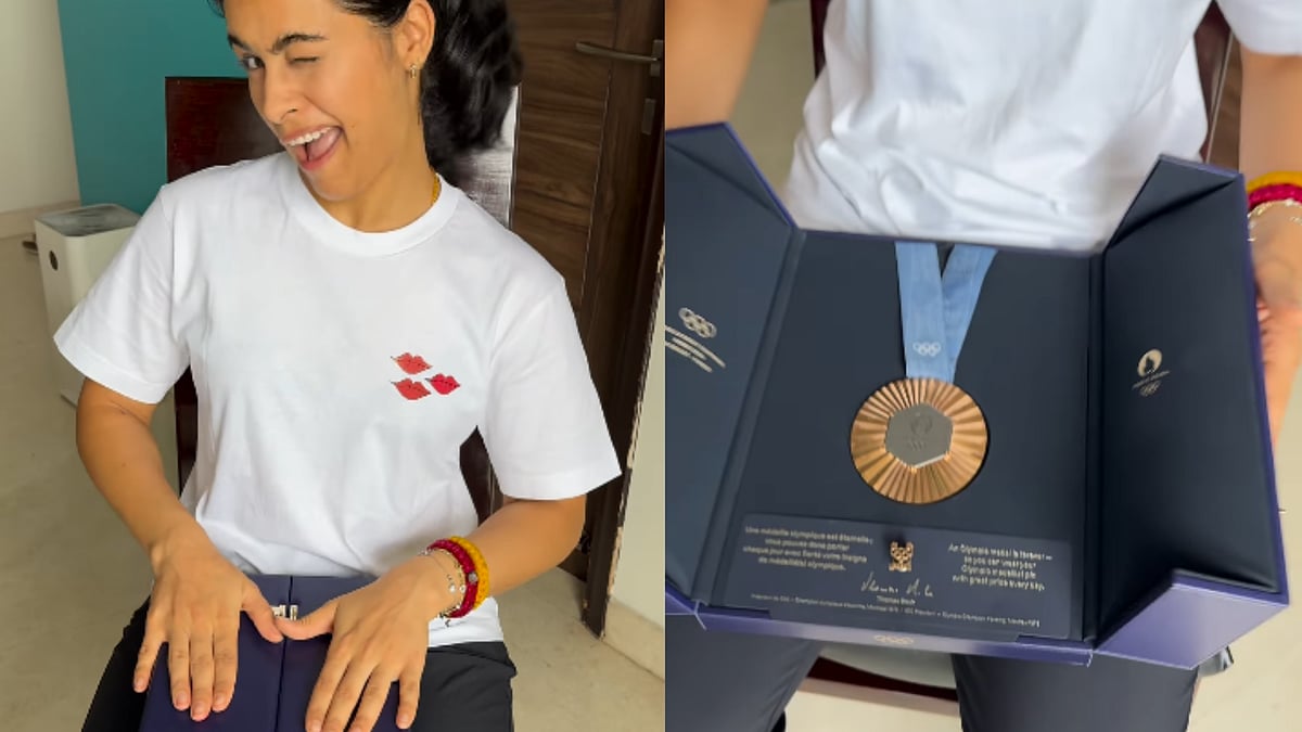 Manu Bhaker showcasing her bronze medal | Image: Manu Bhaker/Instagram