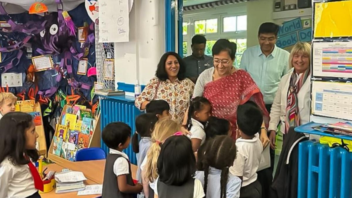 Atishi at UK with school