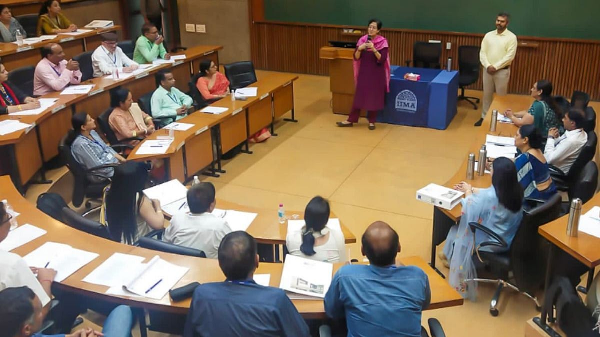 Atishi at IIM-Ahmedabad on June 30, 2023
