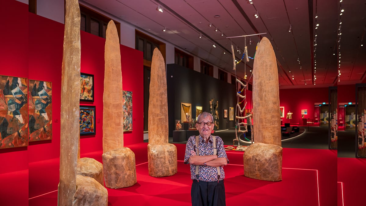 Artist Teo Eng Seng pictured at his exhibition, We’re Happy. Are You Happy?