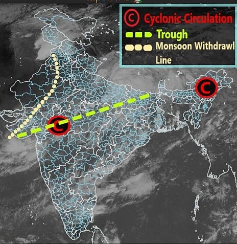Cyclonic circulation and trough line over Madhya Pradesh 