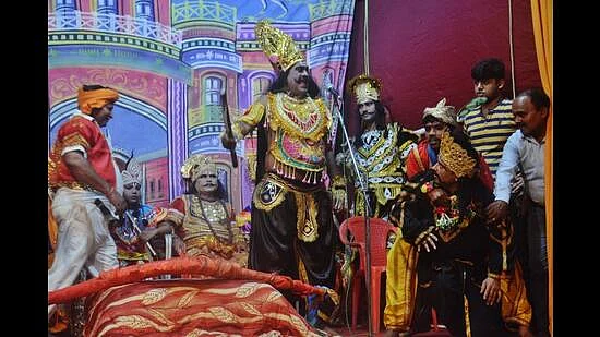 A scene from Ramleela being performed in Indira Nagar, Thane. Ramleela returns to Indira Nagar after a two-year gap and continues to draw large audience.