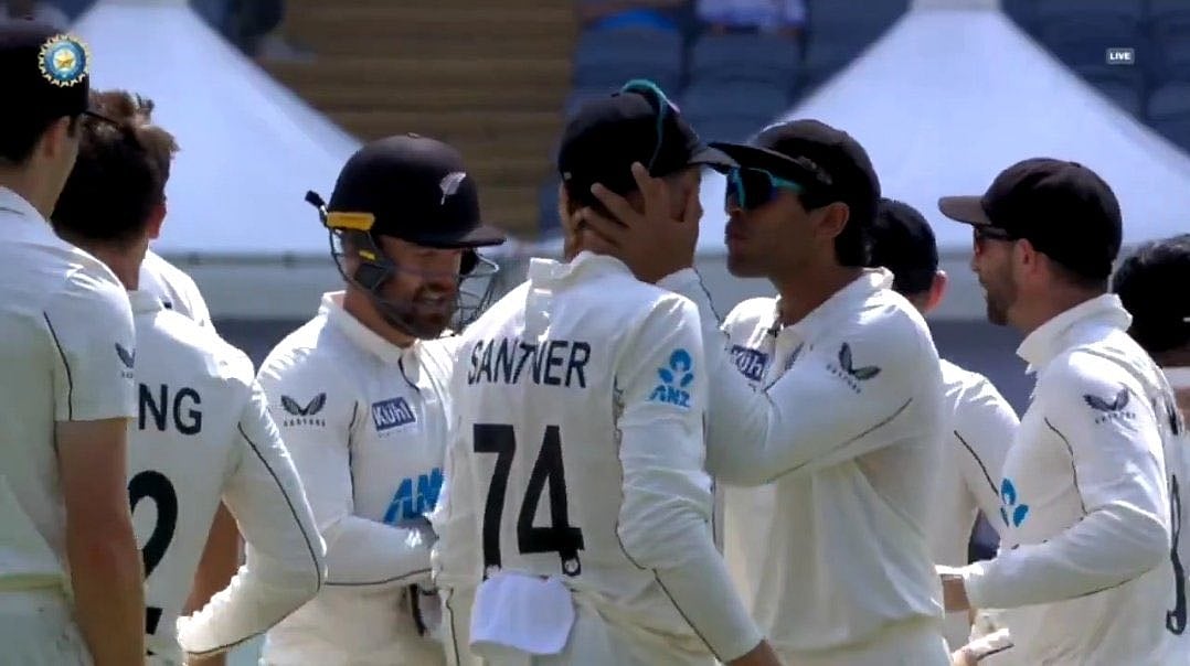 Video: Rachin Ravindra And Mitchell Santner's Celebratory Moment Goes Viral As Latter Runs Out Rishabh Pant In Pune Test