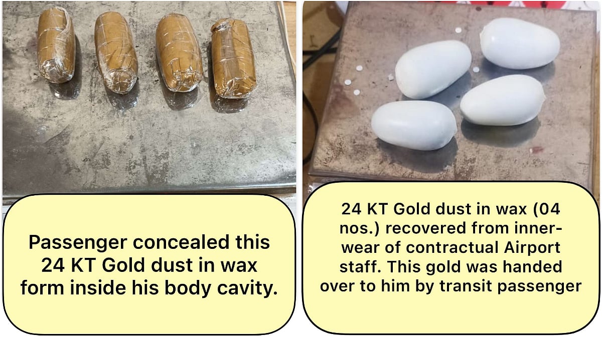 Mumbai Airport Customs seized ₹1.39 crores worth of smuggled gold hidden in the body cavity of a passenger and on airport staff | File Photo