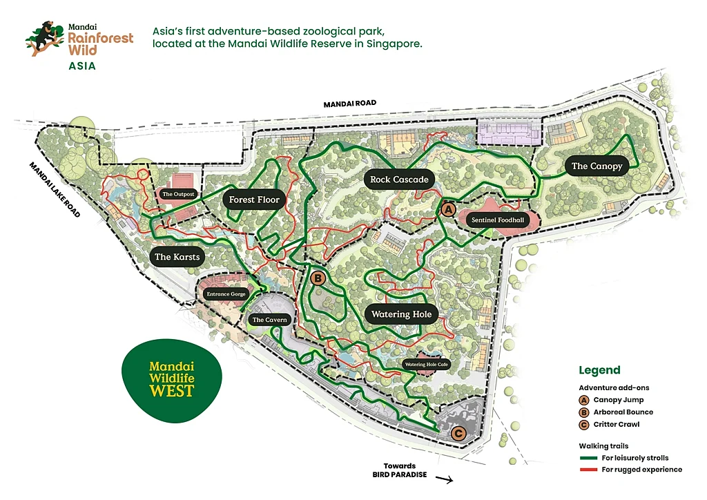 Map of Rainforest Wild Asia. Photo courtesy: Mandai Wildlife Group