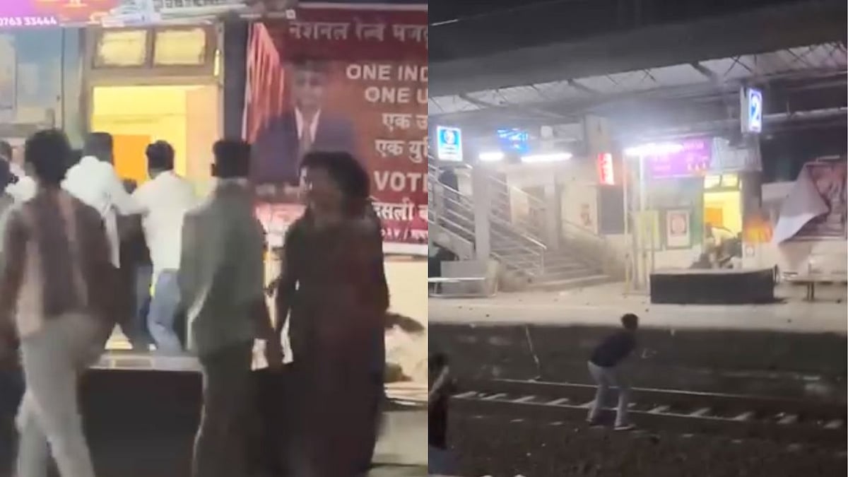 Stone Pelting at Ambivali railway station in Thane | Screengrab from instagram video/
officialrajmaji28