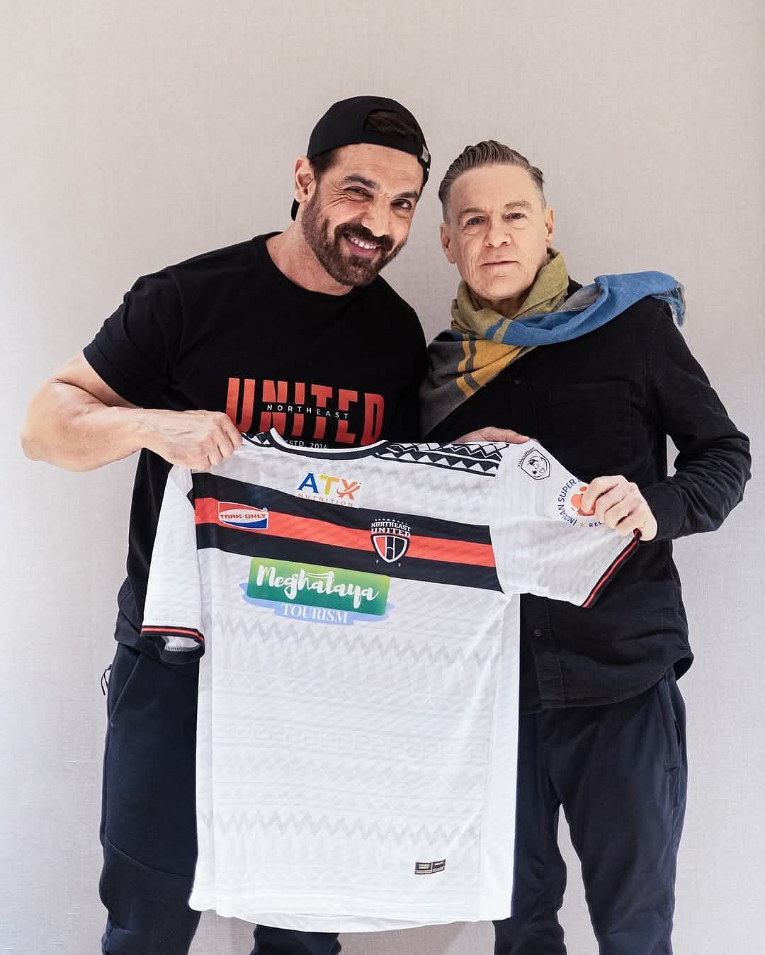 Bryan Adams and Bollywood actor John Abraham were recently promote NorthEast United FC jersey.