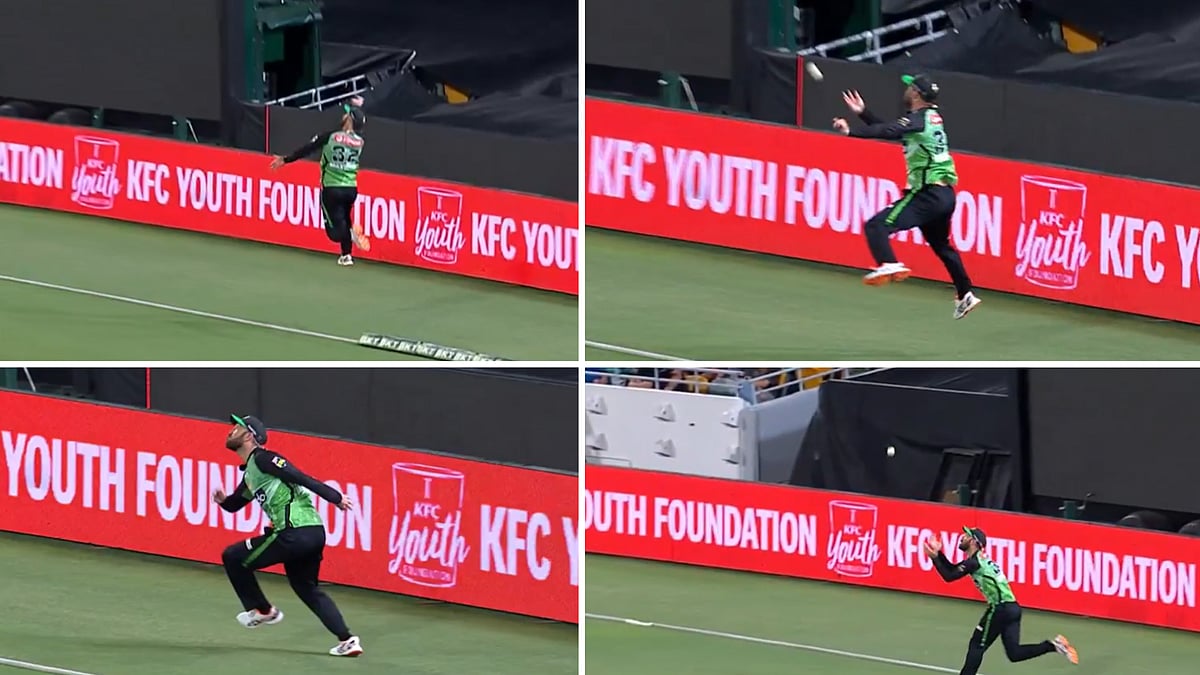 ‘LeBron Style Grab'! Glenn Maxwell Defies Gravity, Pulls Off One-Handed Catch During Brisbane Heat vs Melbourne Stars Match; Video