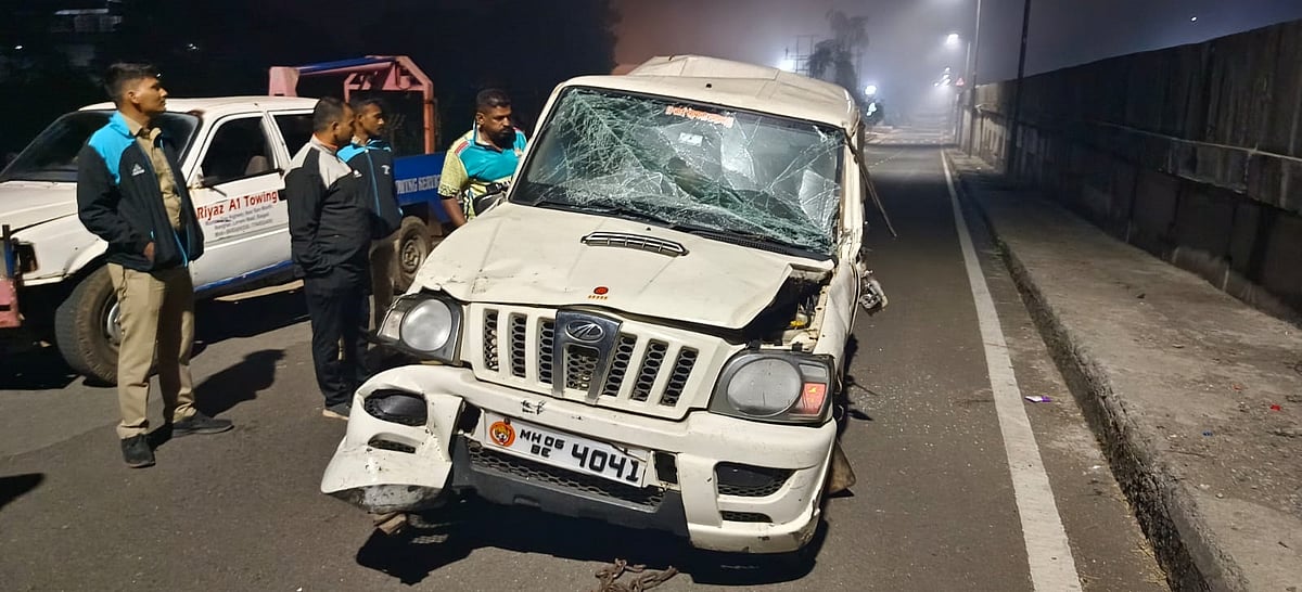 The crushed Scorpio jeep