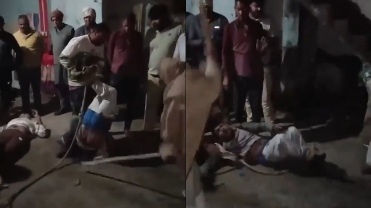 Saharanpur: 2 Thieves, Caught Trying To Rob House At Gunpoint, Tied With Pants Stripped & Thrashed With Stick (VIDEO)