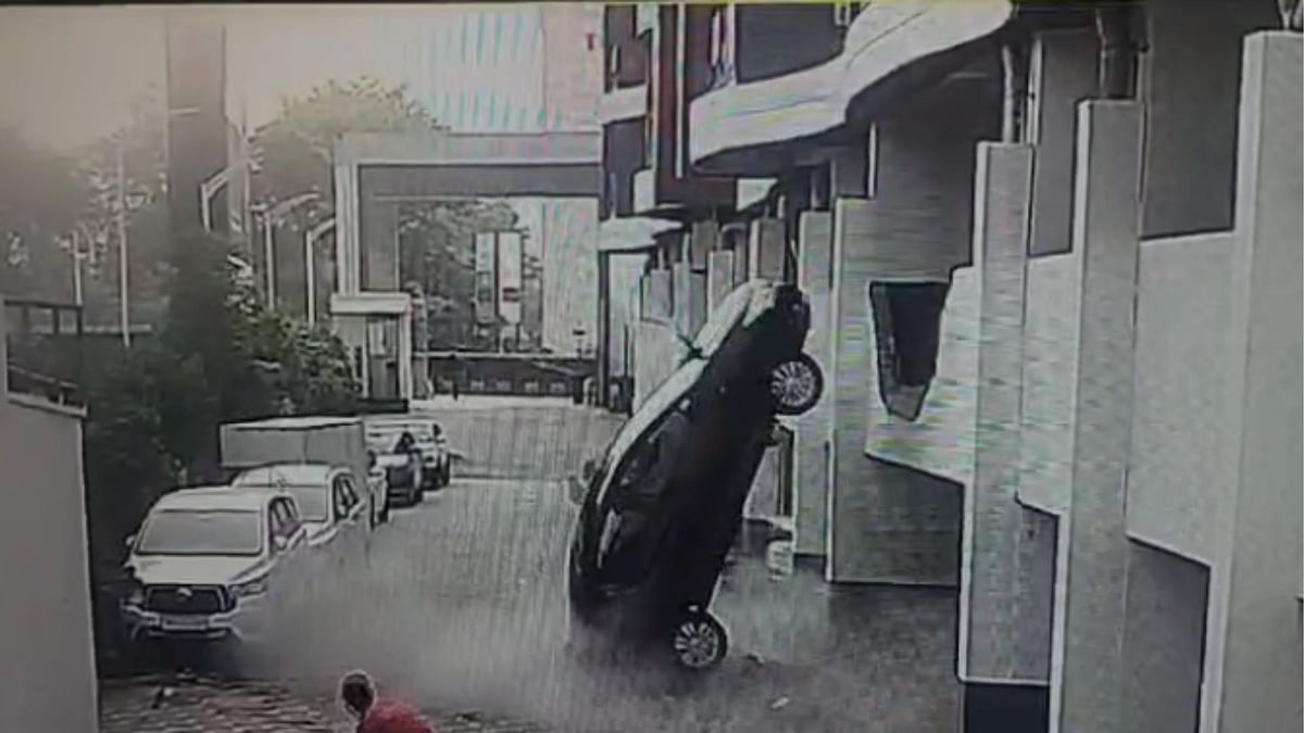 Pune: Dramatic Video Shows Car Falling From 2nd Floor Parking Lot In Viman Nagar; No Injuries Reported