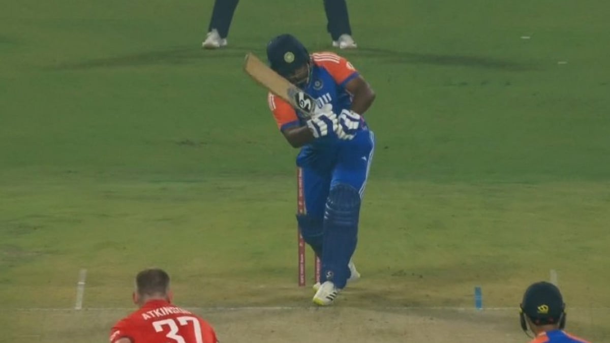 IND Vs Eng 1st T20I: Sanju Samson Smashes 22 Runs In 6 Balls To England's Gus Atkinson; Video