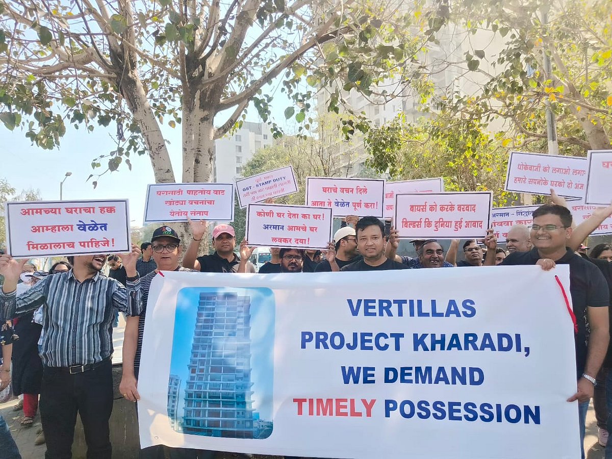 Pune Video: Over 130 Homebuyers Of Vertillas Project In Kharadi Protest Against Builder Over Possession Delay