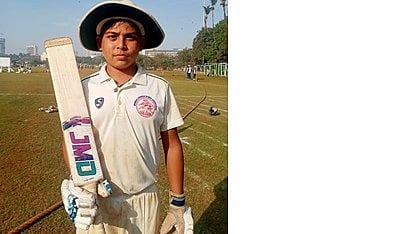 Right-handed batter Akshat Joshi made 110 in 195 balls for GES Chembur