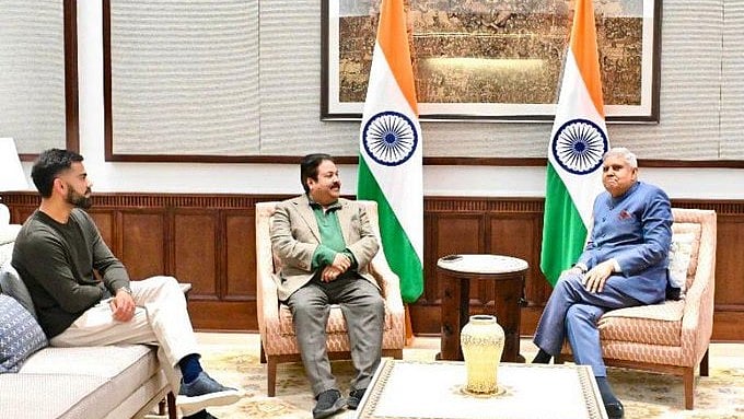 Rajeev Shukla & Virat Kohli Meet Vice President Jaydeep Dhankar In New Delhi
