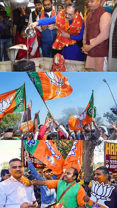 Delhi Elections 2025: BJP Headquarters Begin Early Celebration As Party Leads; See Photos
