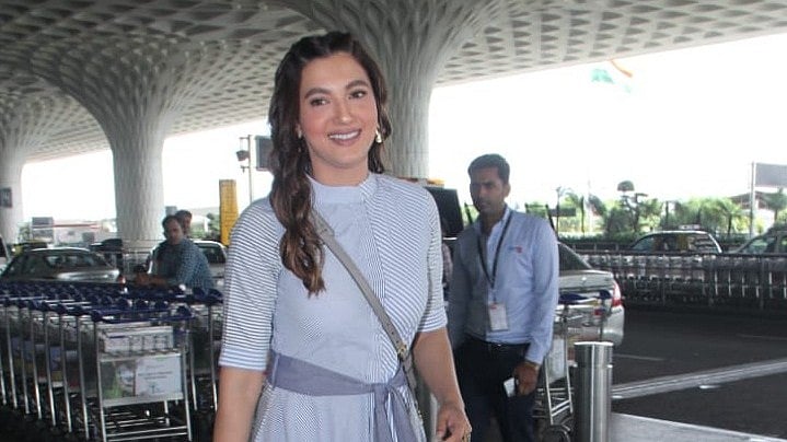 Gauhar Khan spotted at the Mumbai airport. | Photo by Viral Bhayani