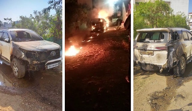 Miscreants Set Fortuner Car On Fire In Suspected Revenge Attack In Jabalpur (WATCH)