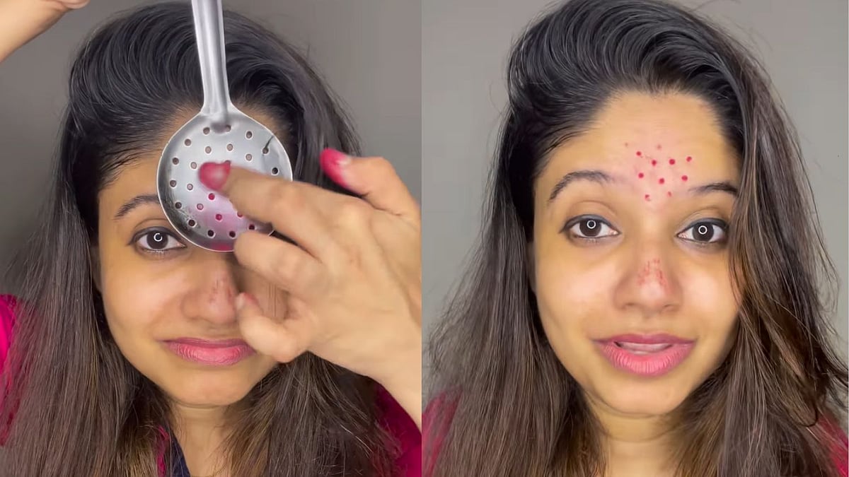 Video: Influencer's Quirky Bindi Hack Using Kitchen Tool Goes Viral; Netizens React With One Question, 'But Why?' 