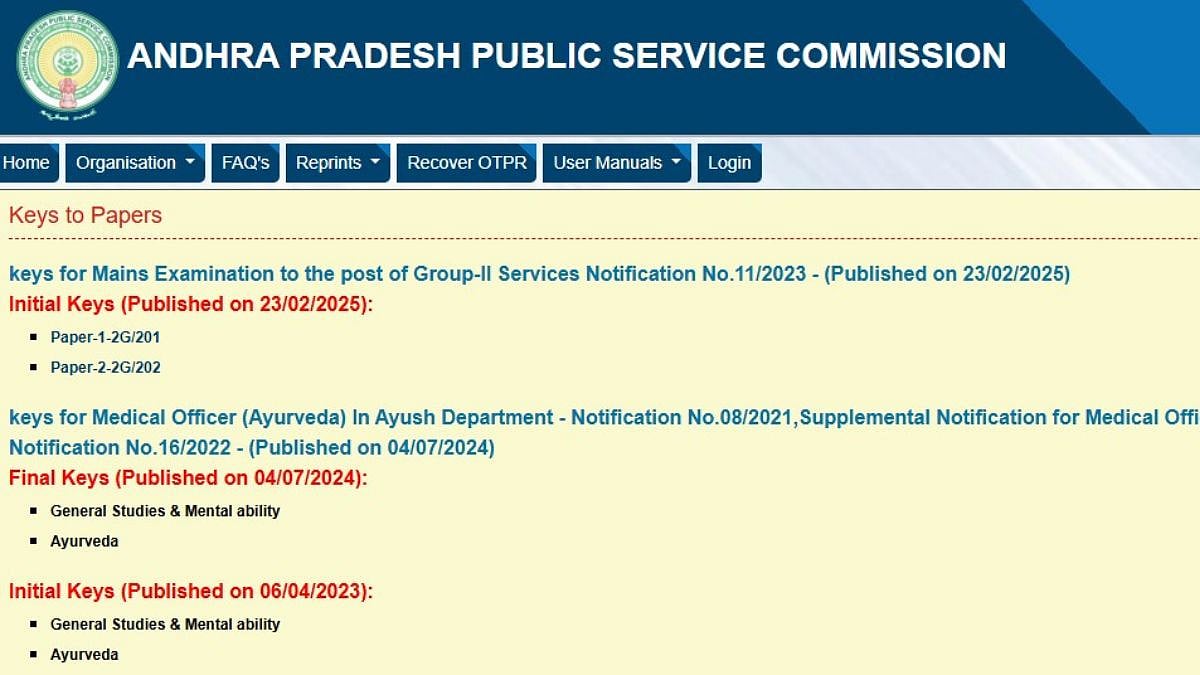 APPSC Group 2 Mains Answer Key 2025 | Official Website