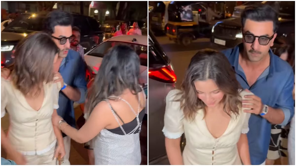 Ranbir Kapoor Protects Alia Bhatt From Mob As Fans Pull Her, Paps Hound Them At Sanjay Leela Bhansali's Birthday Bash In Mumbai (VIDEO)