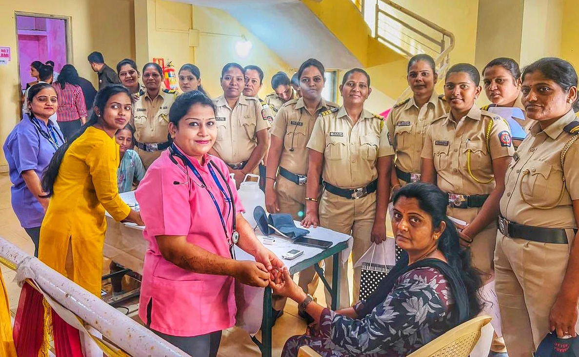 Free health check-up camp for female police personnel at the Navi Mumbai Police Headquarters