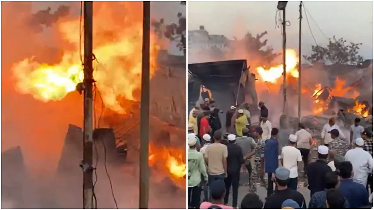 Massive Fire Breaks Out In Furniture Shops In Maharashtra's Sambhaji Nagar (Video) 