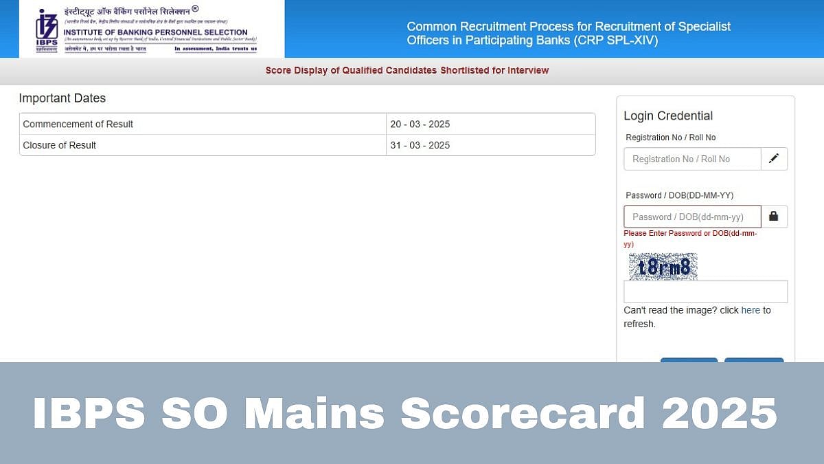 IBPS SO Mains Scorecard 2025 | Official Website (ibpsonline.ibps.in)