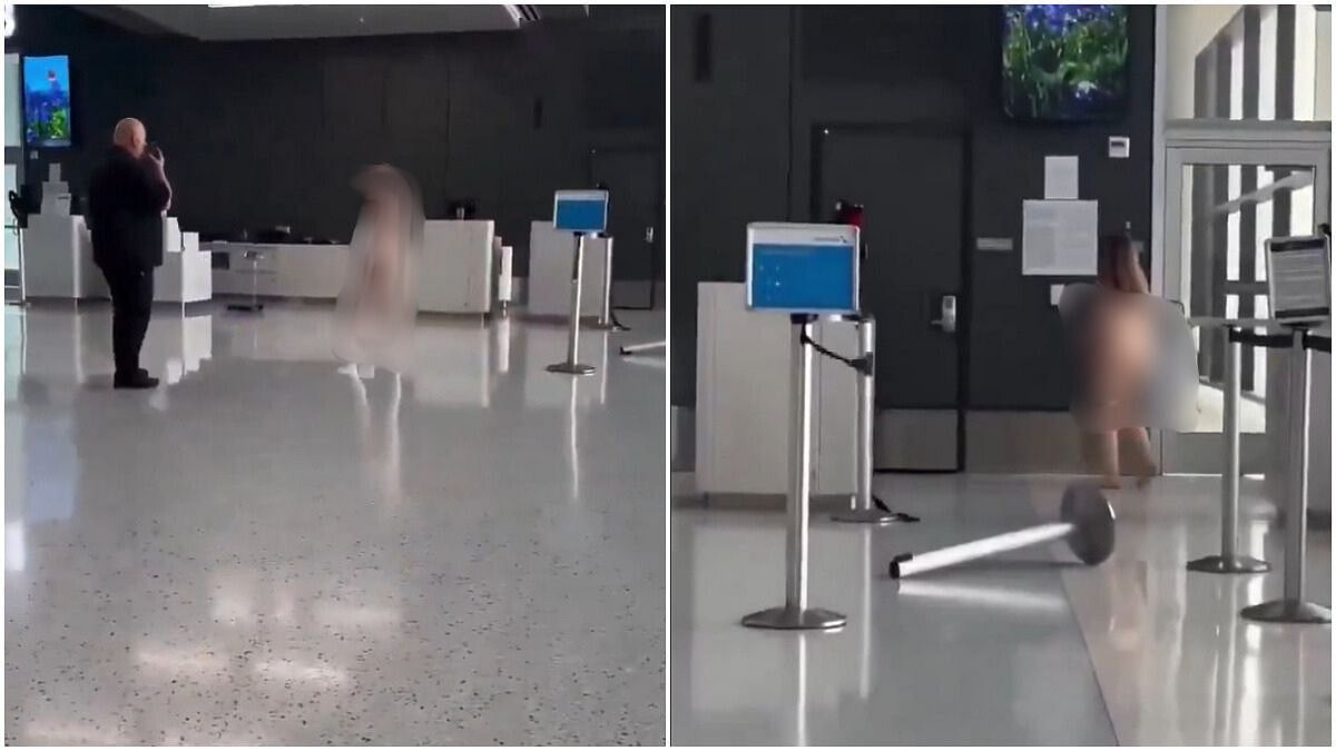 ‘Manic Episode’ At Texas Airport In US Caught On Camera: Woman Strips Naked, Bites And Stabs People With Pencil