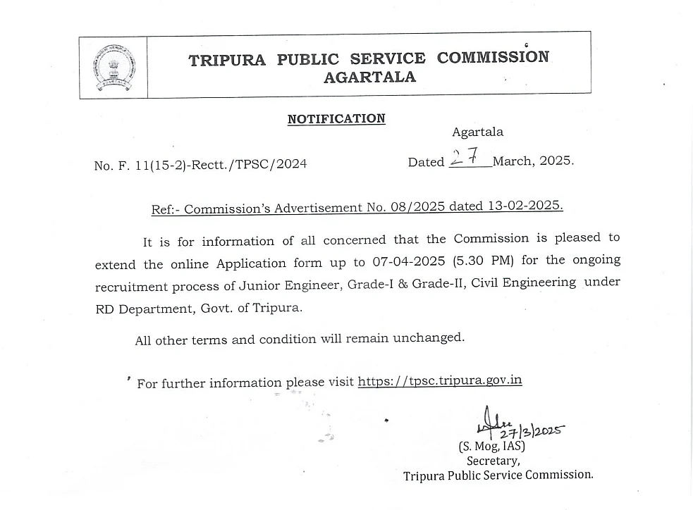 TPSC JE 2025 Registration Date Extended