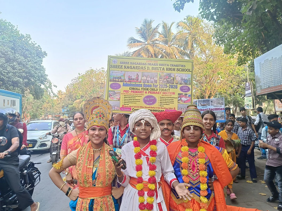 Class VI students Mast. Deep Rawaria and Mast. Ayush Singh, along with Class VII's Mast. Kabir Singh, portrayed Vasudeva in the procession.