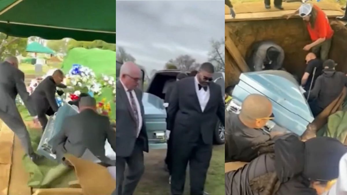 Philadelphia: Burial Platform Dramatically Collapses Trapping Dead Man's Son Under Coffin During Funeral Ceremony (Video)