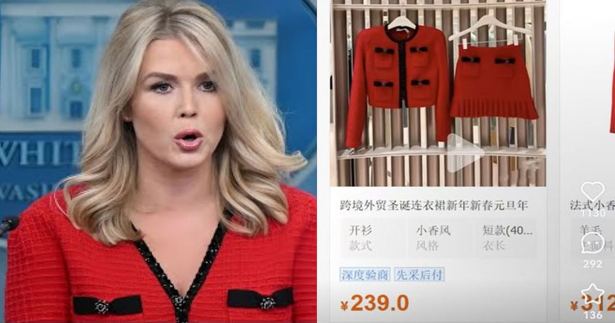 karoline leavitt red dress Couture and controversy: Karoline Leavitt's 'Made in China' dress sparks a diplomatic row