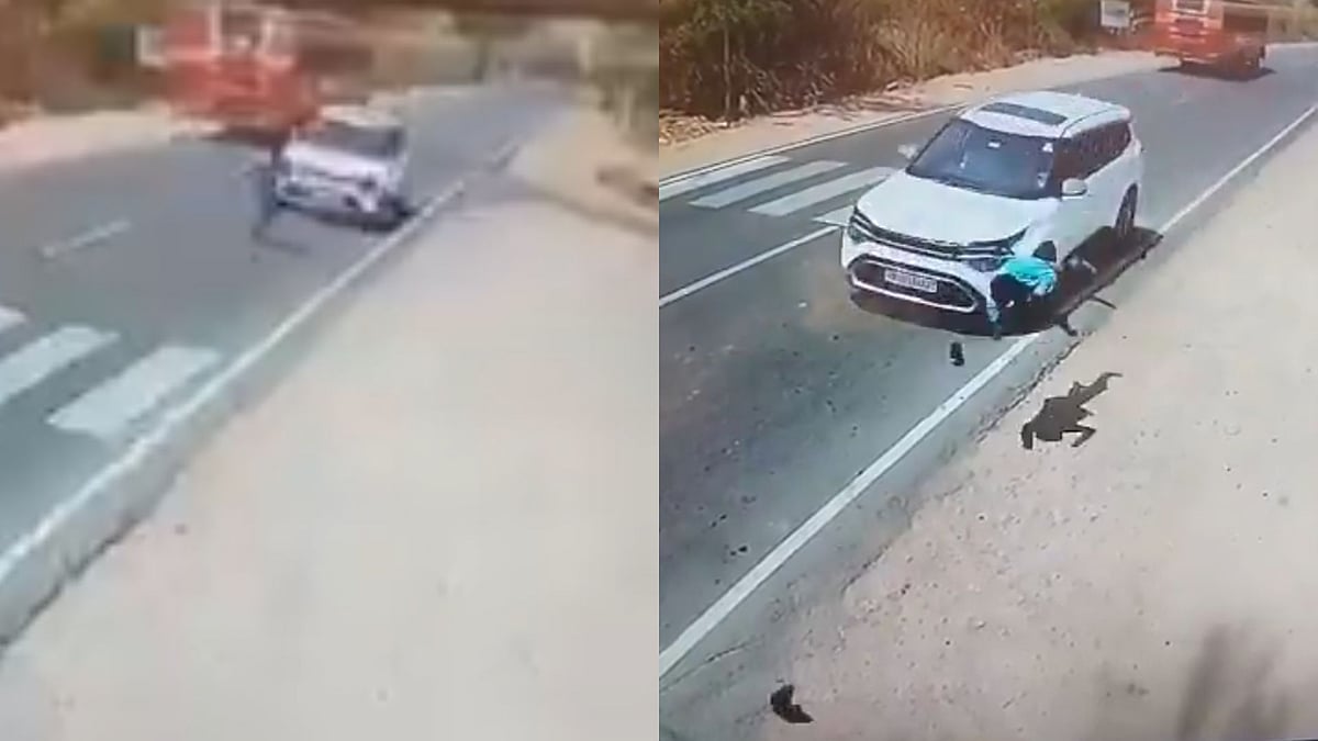 Lalitpur Accident Video: Speeding Fortuner Hits Man Crossing Road, Sends Him Flying