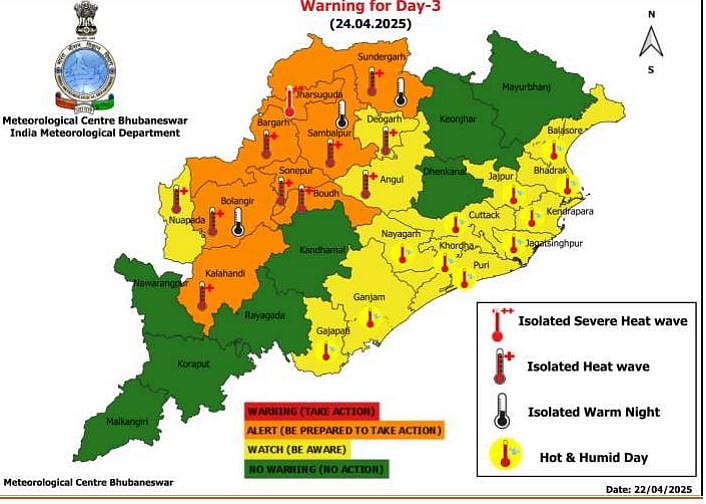 Temperature of 24 April 2025