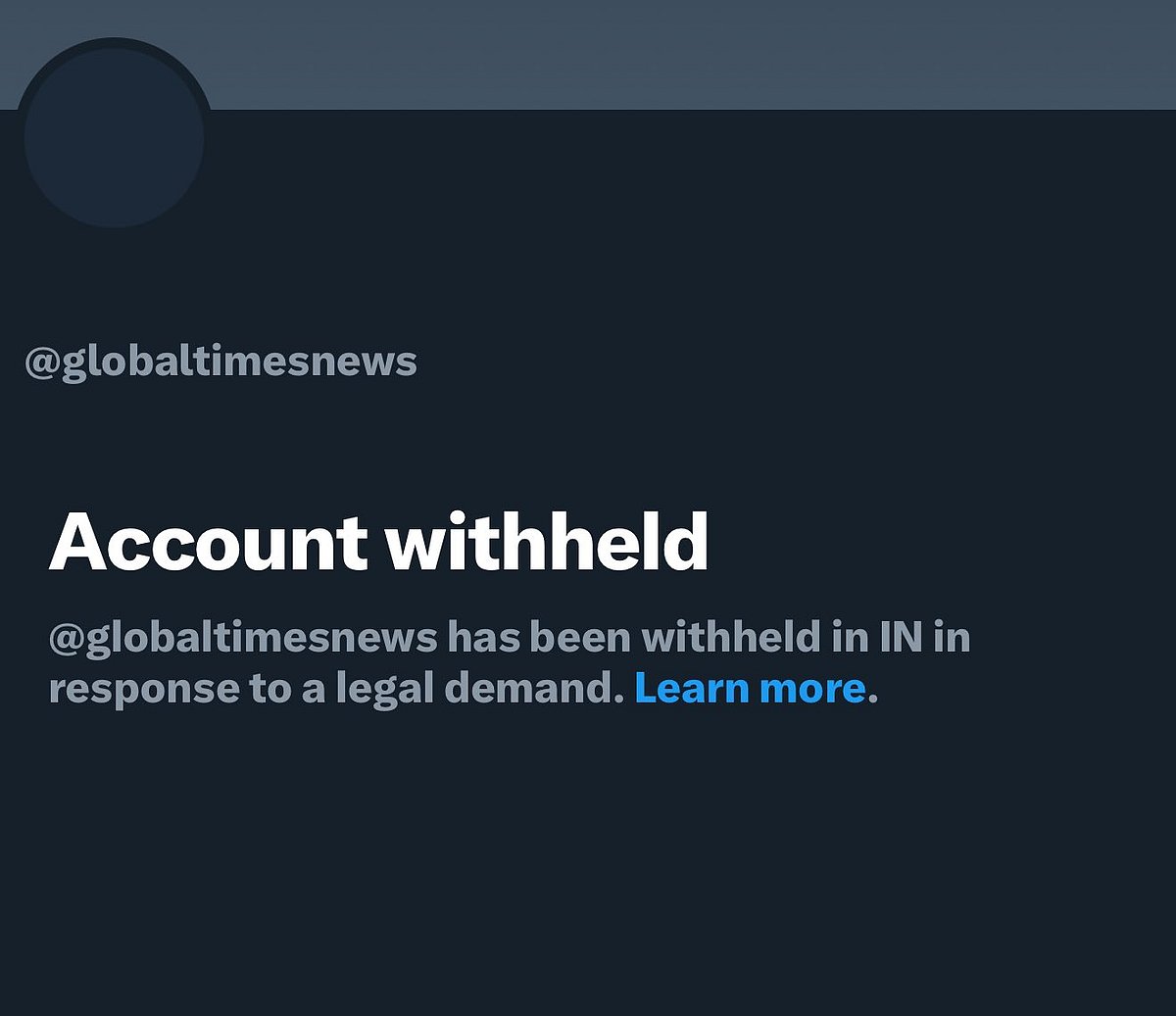 Global Times' X account blocked in India