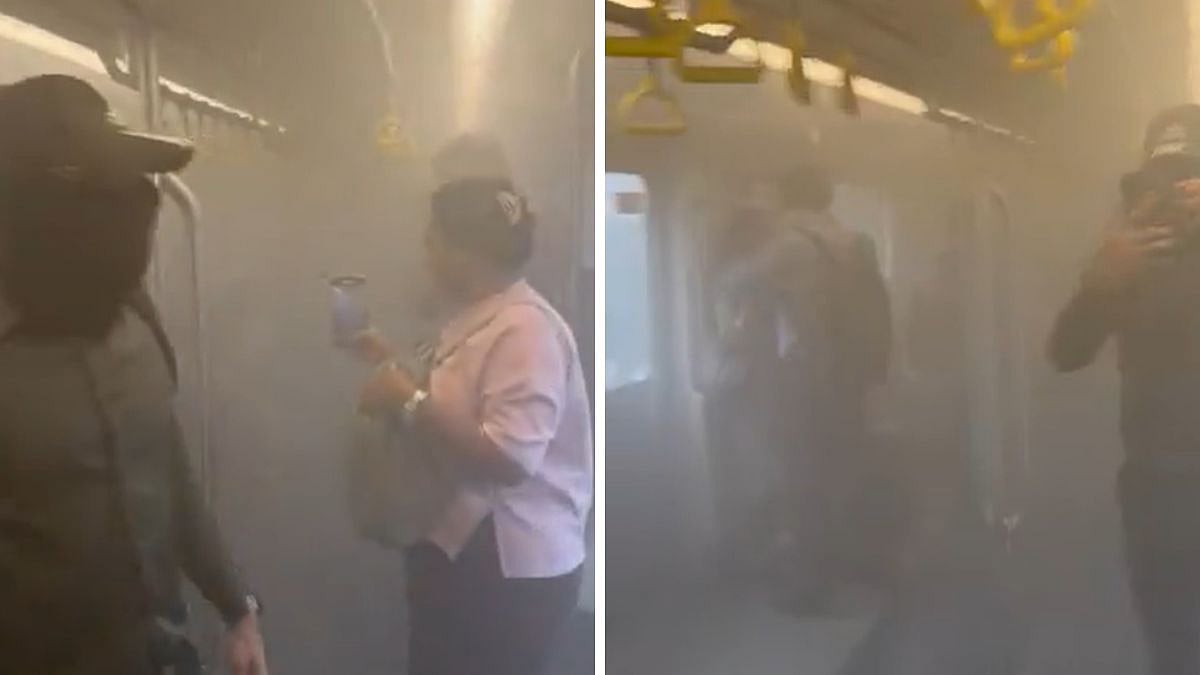 Mumbai: Chaos Inside Metro After Smoke Enters Coaches Due To Bus Fire At Devipada Metro Station On WEH; Video Viral | X/@unplugged_yogi