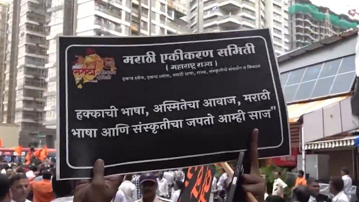 Scenes from the MNS protest in Mira Bhayandar on July 8 | X/PTI