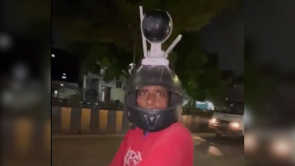 Indore: Man Installs CCTV On His Helmet Due To Alleged Life Threat From His Neighbours (VIDEO) | X @Anurag_Dwary